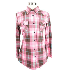 Ochenta Women's XXL (Runs small) Navy & Red Plaid Flannel Button Up Shirt